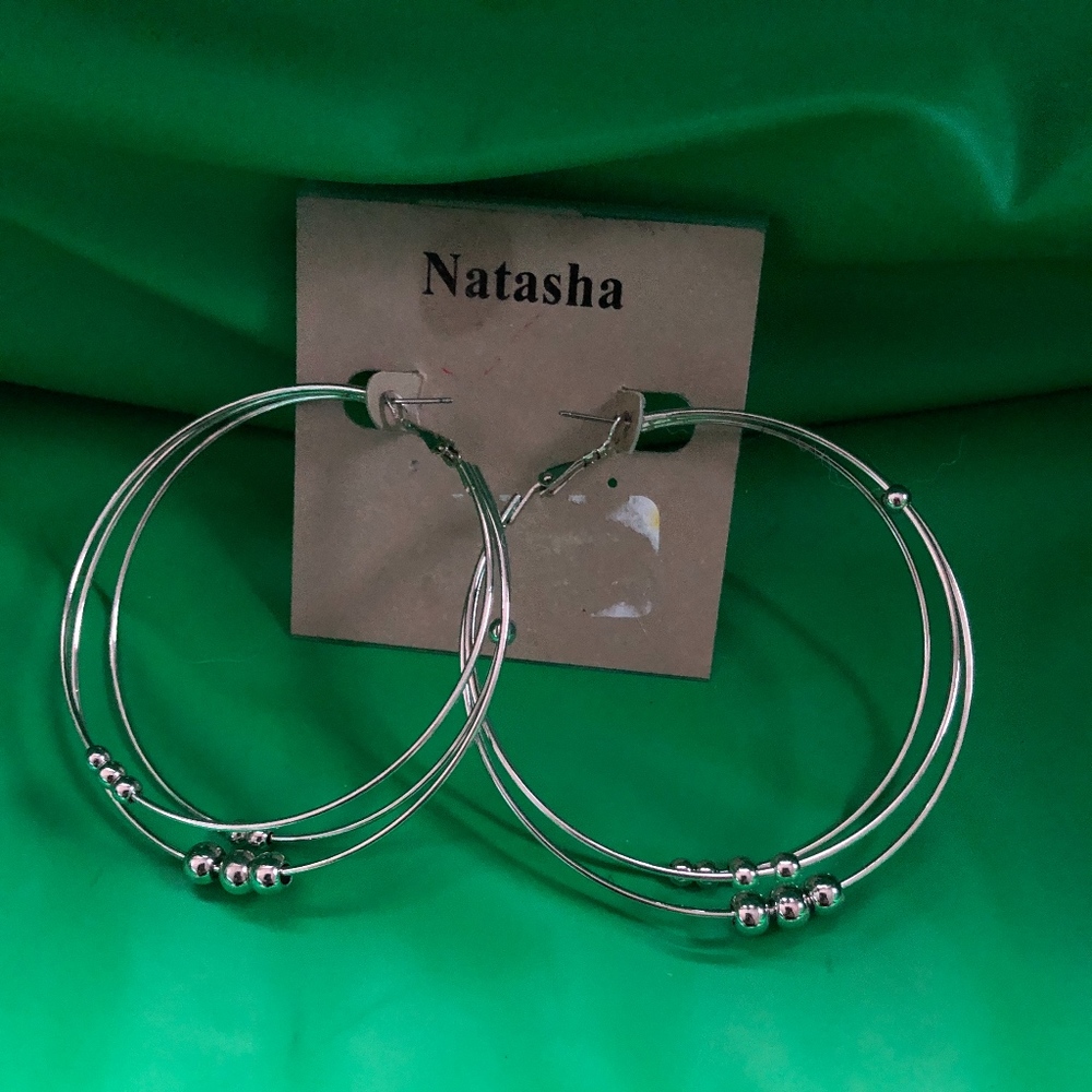 Large Silvers Multiple Hoops Earring